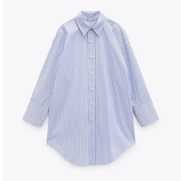 ［ZARA］スカラップパッチ付きTシャツ 6224/355/403 Zara | Tops | Zara Striped Poplin Shirt Last One | Poshmark
